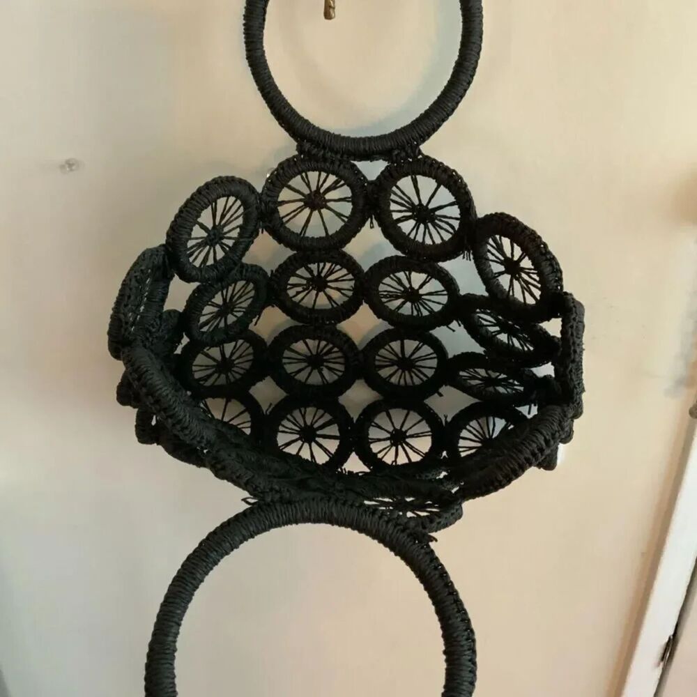 Women's Raffia Black Bag